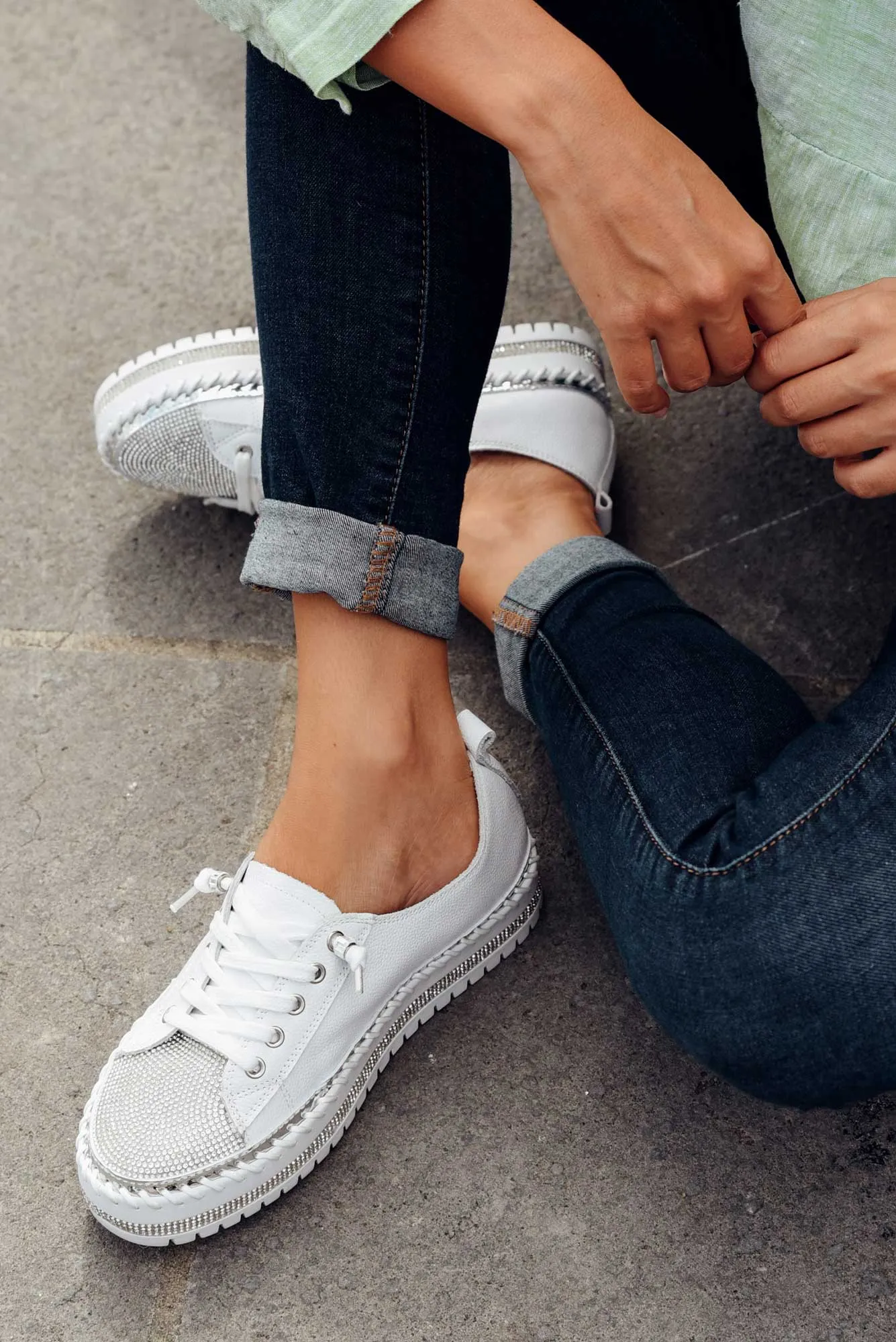 🔥 Sommerspecial 🔥SNEAKERS AUS DIAMOND SILVER LEDER