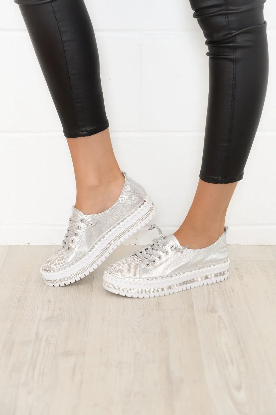 🔥 Sommerspecial 🔥SNEAKERS AUS DIAMOND SILVER LEDER