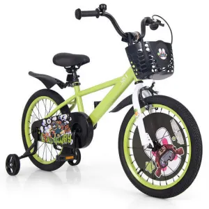 18 Inch Kids Bike Adjustable with Detachable Training Wheels for 4-8 Years Old-1