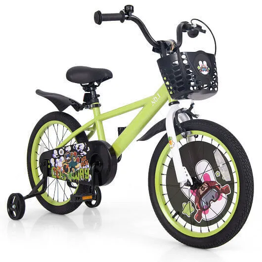 18 Inch Kids Bike Adjustable with Detachable Training Wheels for 4-8 Years Old-1