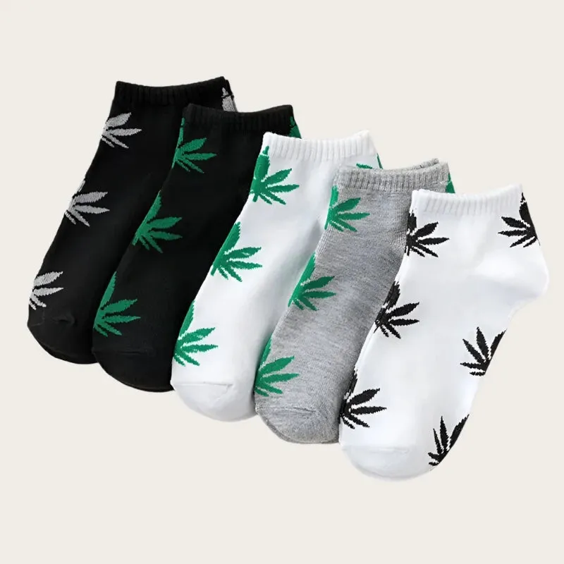 5 Pairs Maple Leaf Men's Short Socks