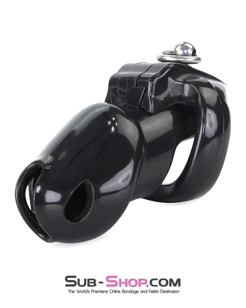 7790M  Black Cock Cuff Lead Ring Medium Chastity Cage with Small Cock and Balls Cuff