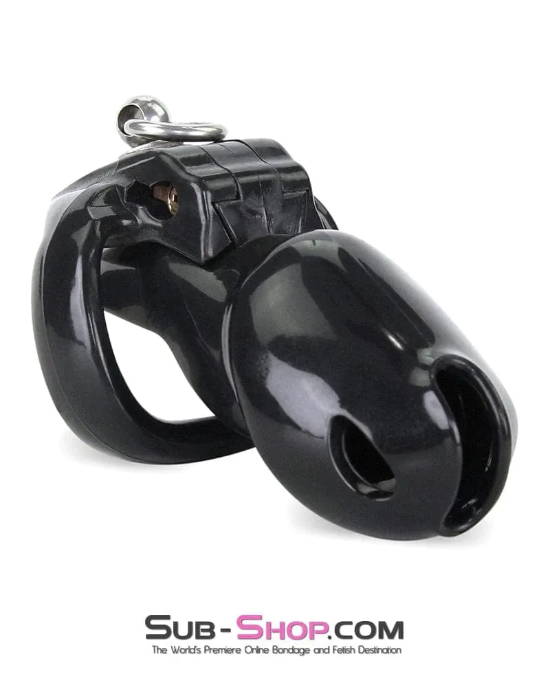 7790M  Black Cock Cuff Lead Ring Medium Chastity Cage with Small Cock and Balls Cuff