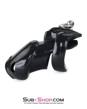 7790M  Black Cock Cuff Lead Ring Medium Chastity Cage with Small Cock and Balls Cuff