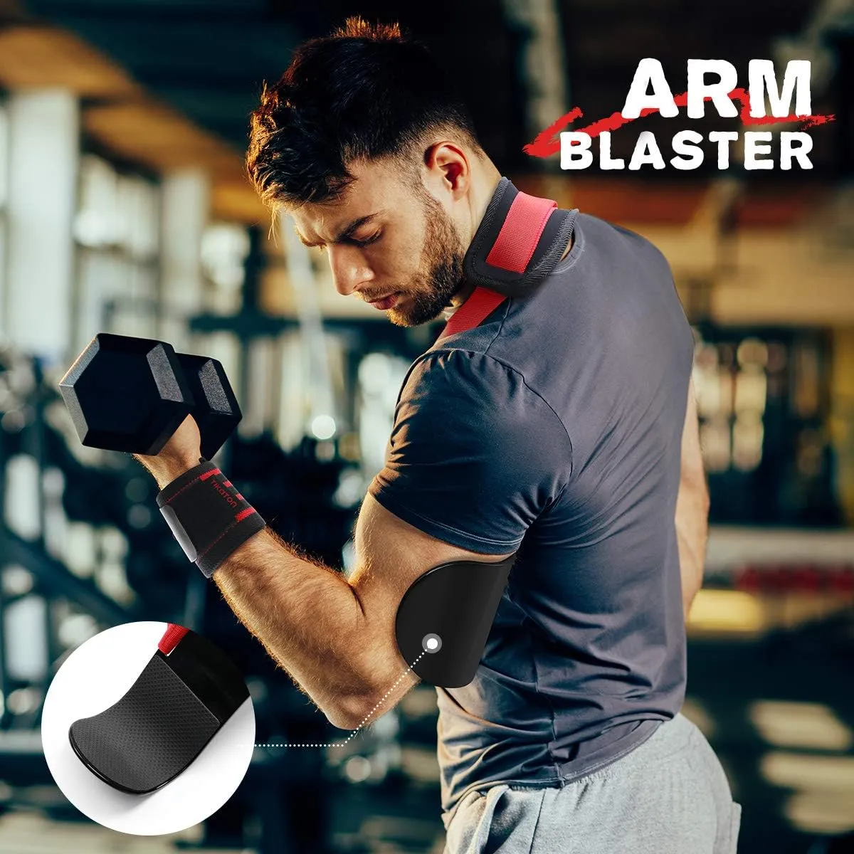 Arm Blaster with Wrist Wraps for Biceps & Triceps, Adjustable