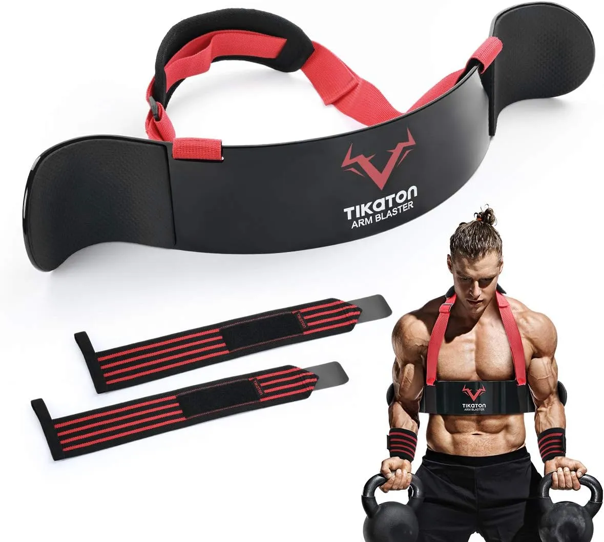 Arm Blaster with Wrist Wraps for Biceps & Triceps, Adjustable