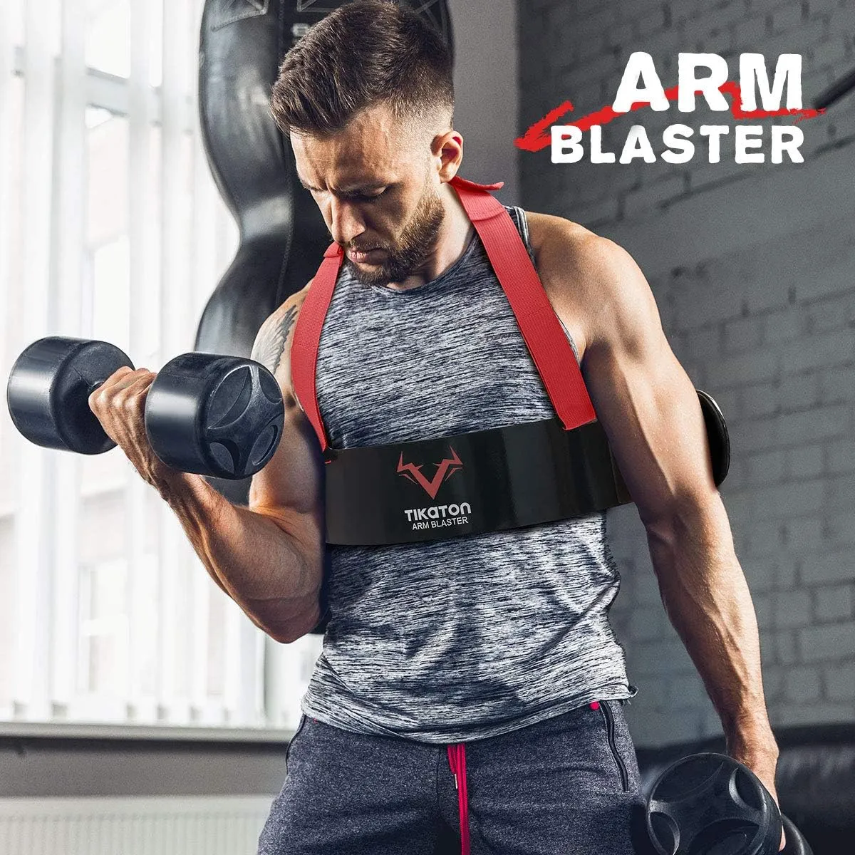 Arm Blaster with Wrist Wraps for Biceps & Triceps, Adjustable