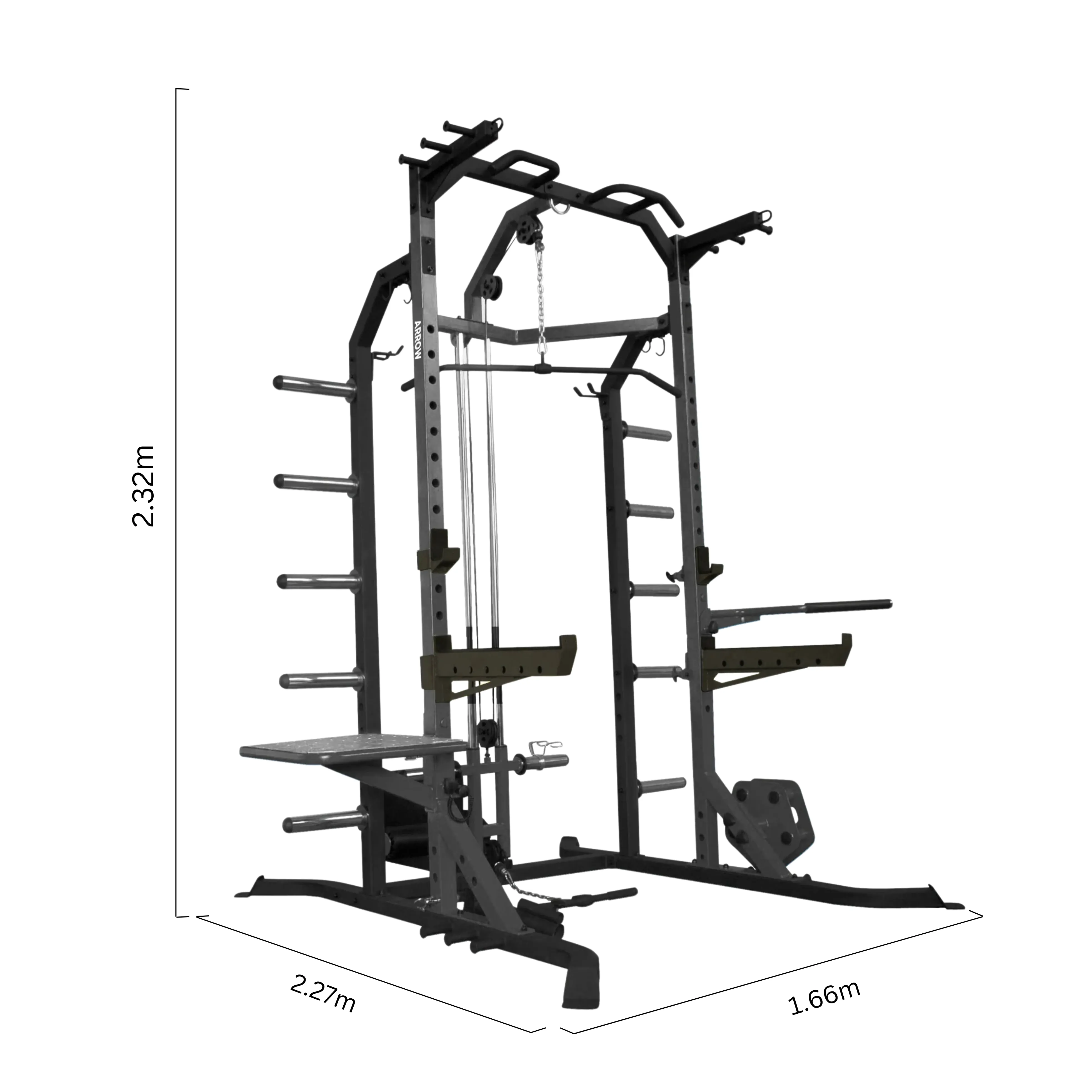 Arrow Half Rack With Lat Pulldown & Sissy Squat Bench