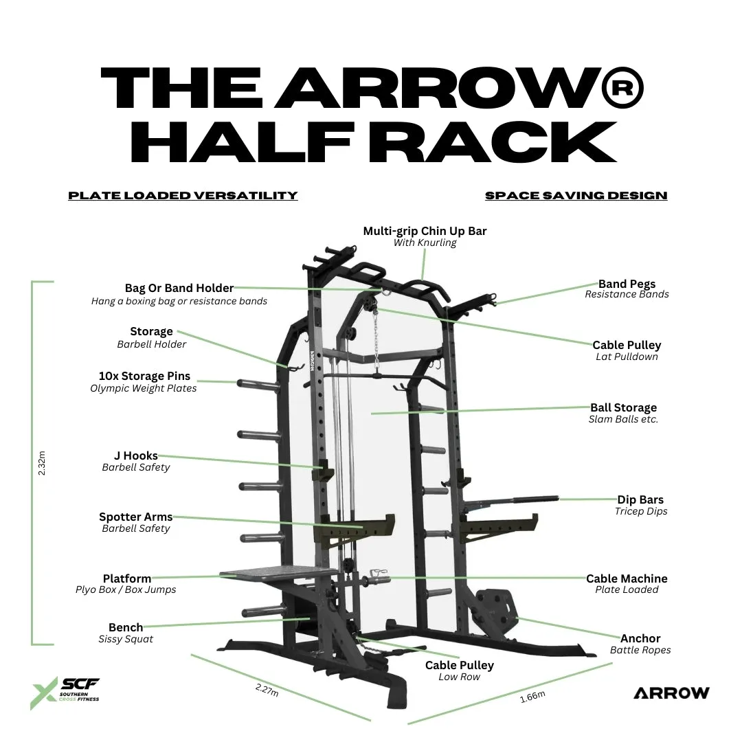 Arrow Half Rack With Lat Pulldown & Sissy Squat Bench