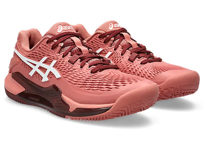 Asics Women's GEL-RESOLUTION 9 CLAY CPS Shoes in Light Garnet/White