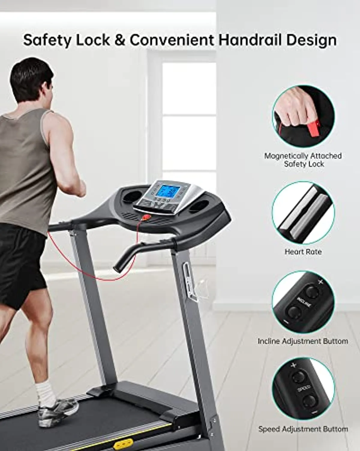 Auto Incline Treadmill Folding Treadmill Electric Treadmill for HomeWorkout Running Machine with 12-Level Automatic Incline Adjustment & Pre-Set Training Programs Large LCD Display