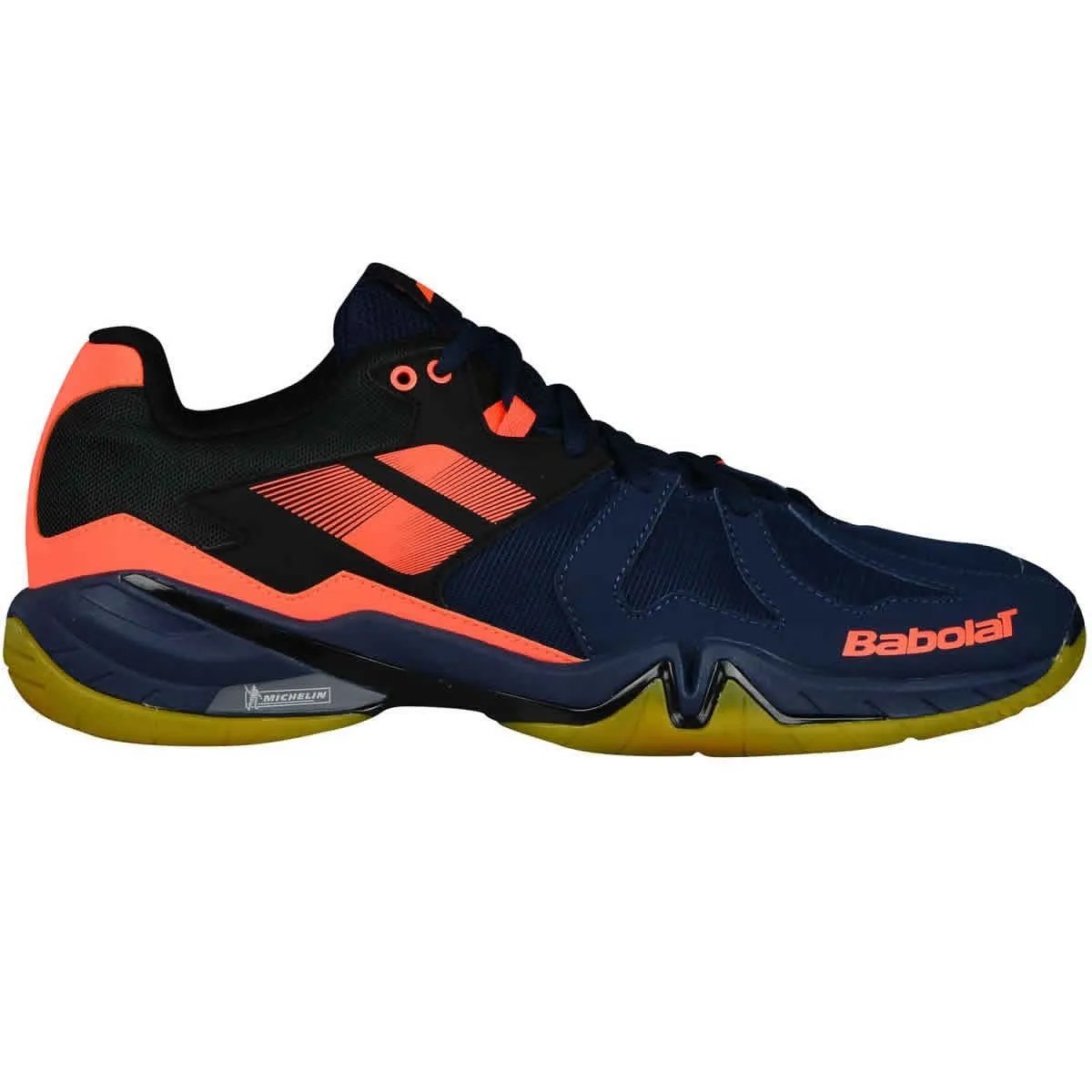 Babolat Shadow Spirit Badminton Shoes - Navy Blue Fluo Orange