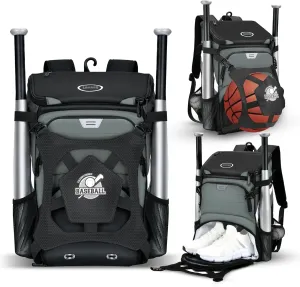 Baseball Backpack for Adult and Youth, Large Capacity Lightweight Softball Bag with Shoe Compartment and Fence Hook for Tball Bat & Equipment, Waterproof for Helmet, Gloves