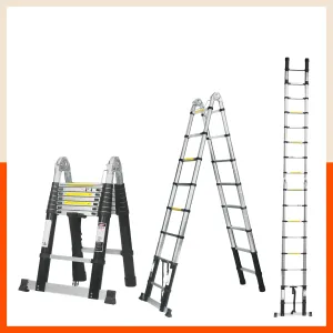 Bathla 16.5 ft A-Type Foldable Aluminium Telescopic Ladder | Portable & Compact | EN131 Certified with 2-Year Warranty | Multi-Purpose Ladder for Home, Industrial & Outdoor Use