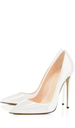 BerryBetty - WHITE STILETTO HIGH HEEL SHOES