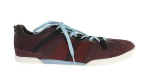 Bordeaux Leather Casual Men's Designer Sneakers