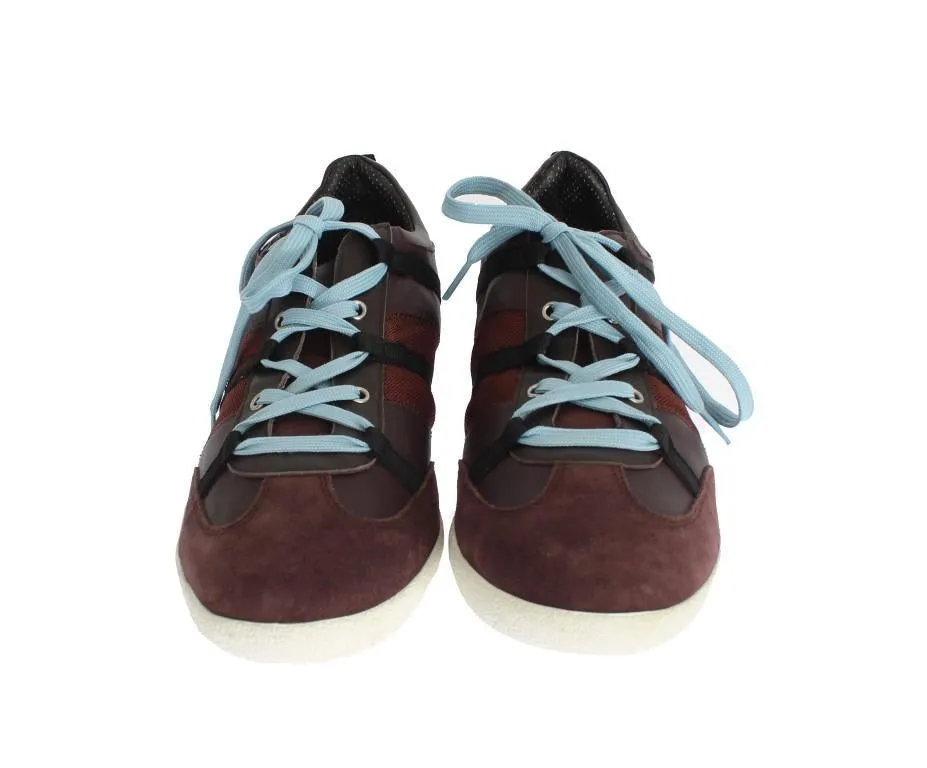 Bordeaux Leather Casual Men's Designer Sneakers