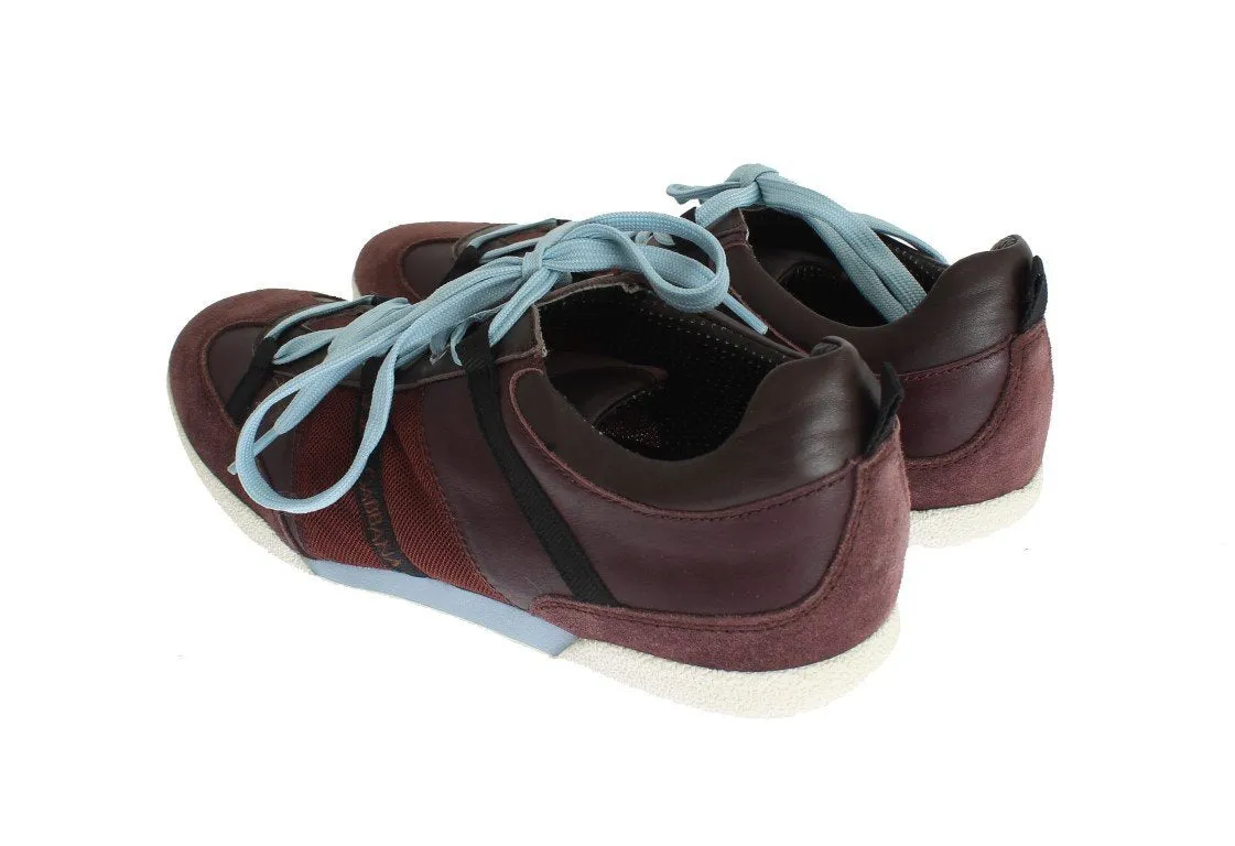 Bordeaux Leather Casual Men's Designer Sneakers