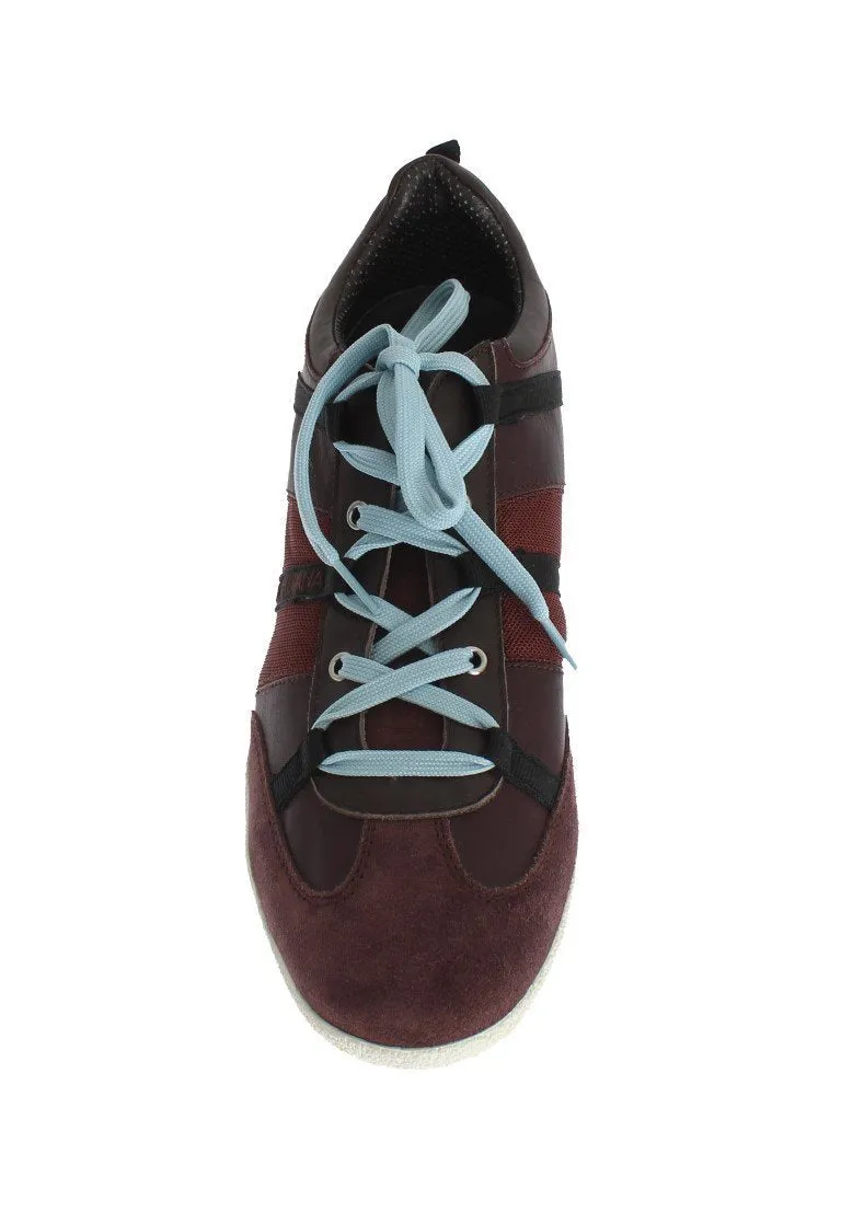 Bordeaux Leather Casual Men's Designer Sneakers