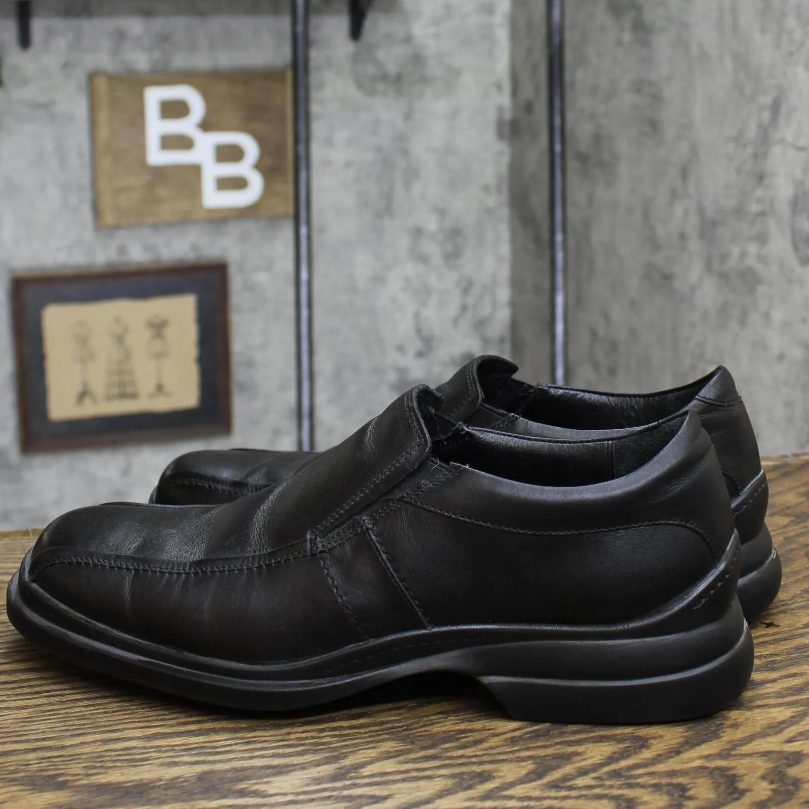 Bostonian Mens Nonstop Waterproof Slip On Loafer Dress Shoes Black 10M