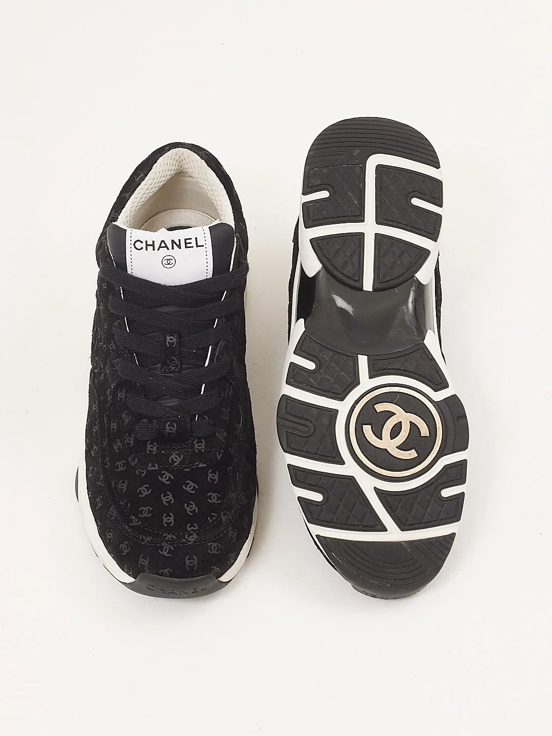 Chanel Black Suede CC Logo Sneakers - 38