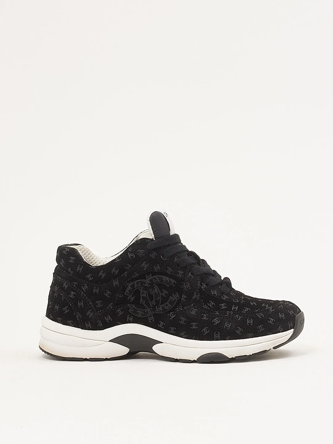 Chanel Black Suede CC Logo Sneakers - 38