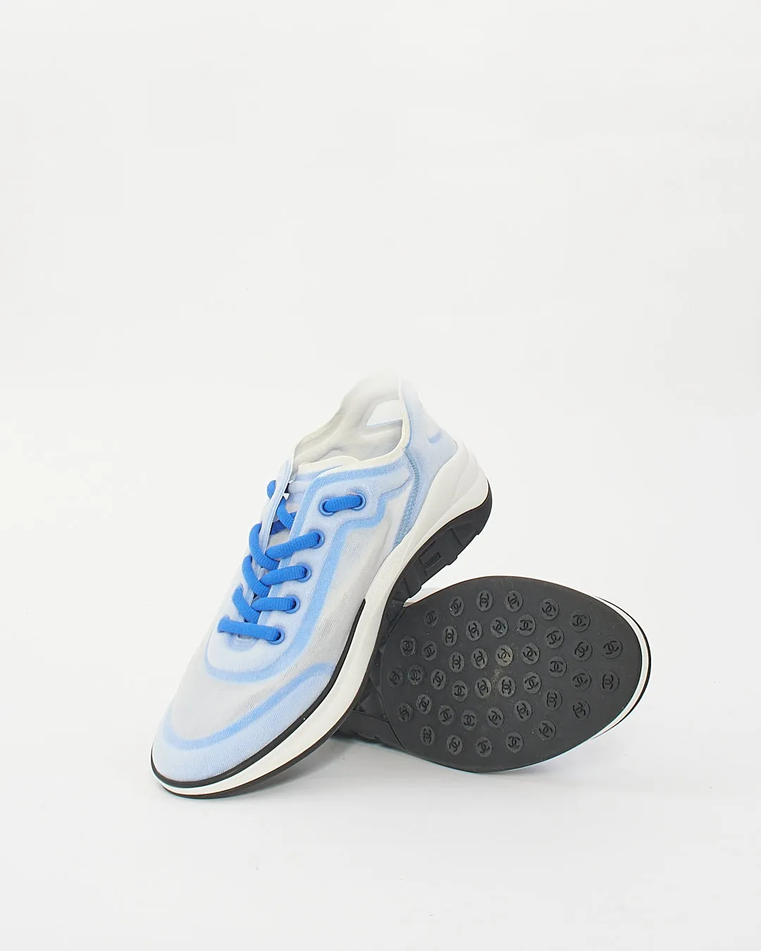 Chanel Blue Mesh/Lycra 19P CC Logo Sneakers- 38