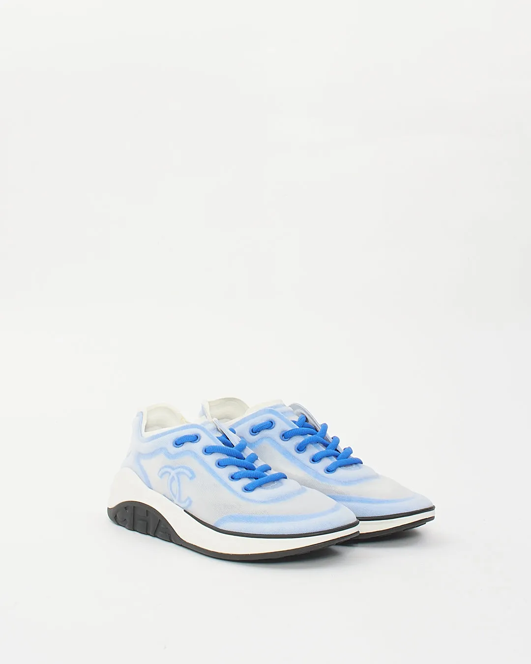 Chanel Blue Mesh/Lycra 19P CC Logo Sneakers- 38