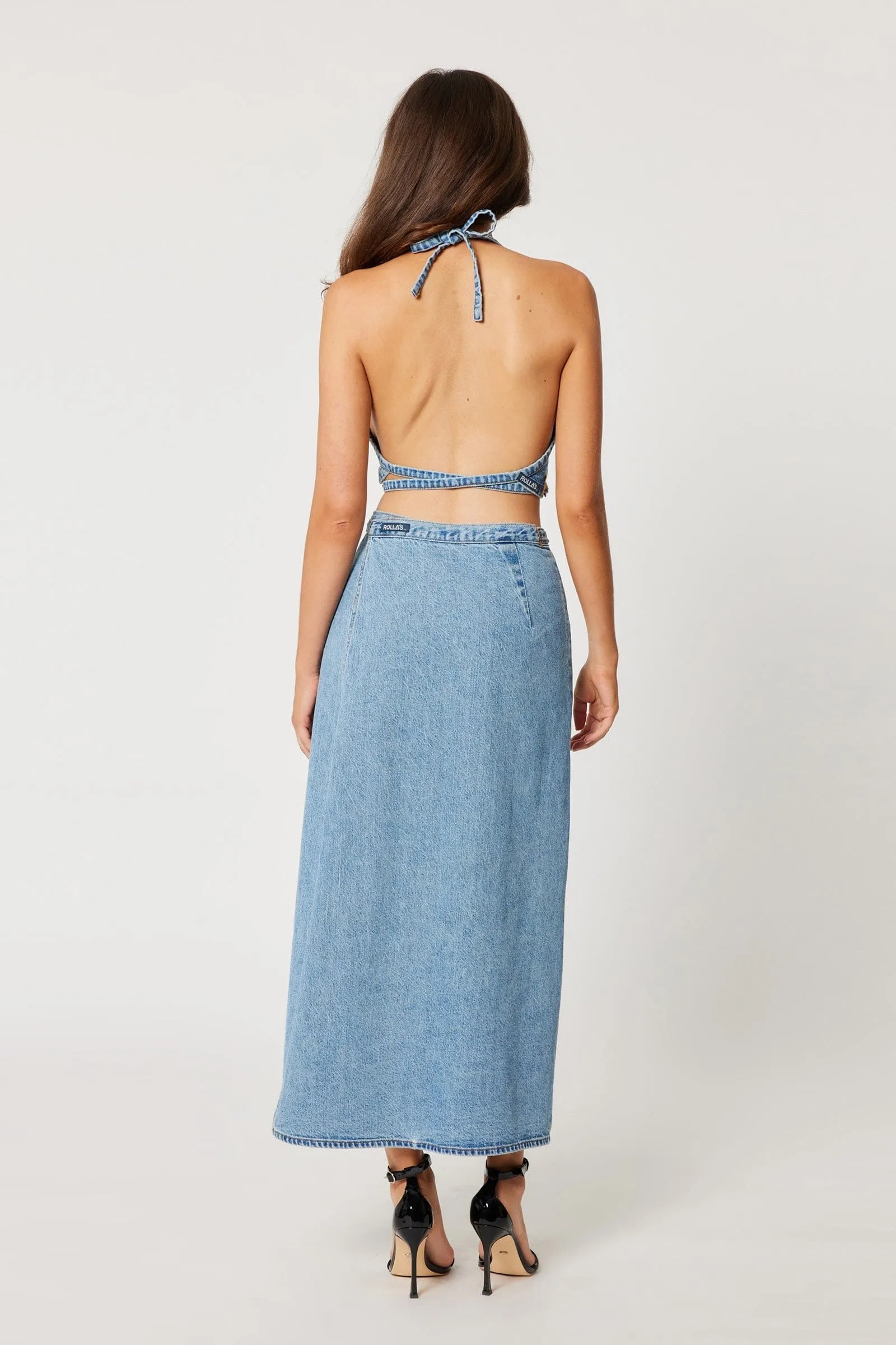 Charlie Denim Maxi Skirt Mid Vintage Blue