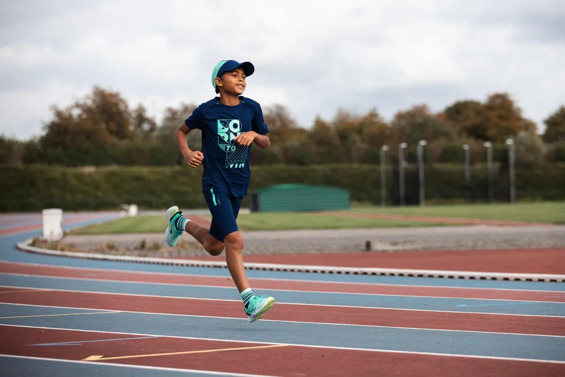 Chaussures de running drop 0 Enfant - KIPRUN KN500 vertes jaunes noires