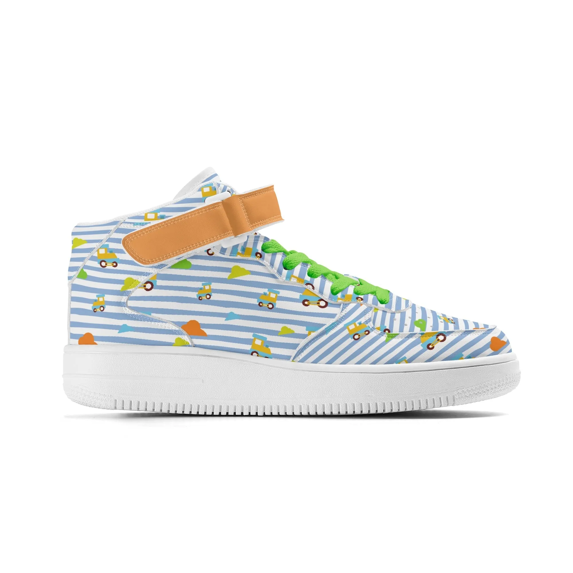 Choo-Choo Stripes Mens High Top Leather Sneakers