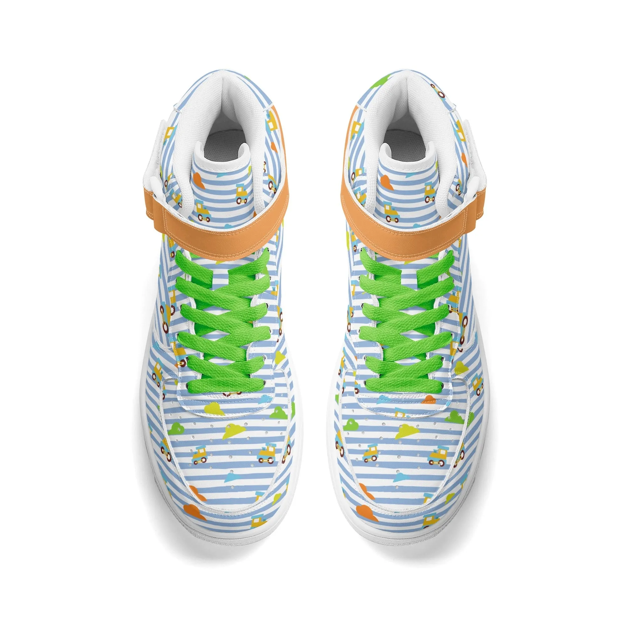 Choo-Choo Stripes Mens High Top Leather Sneakers