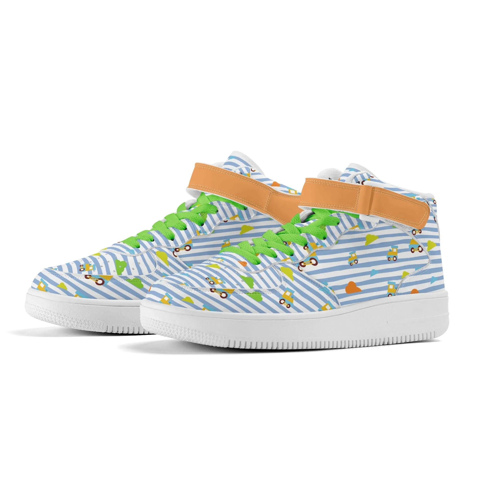 Choo-Choo Stripes Mens High Top Leather Sneakers