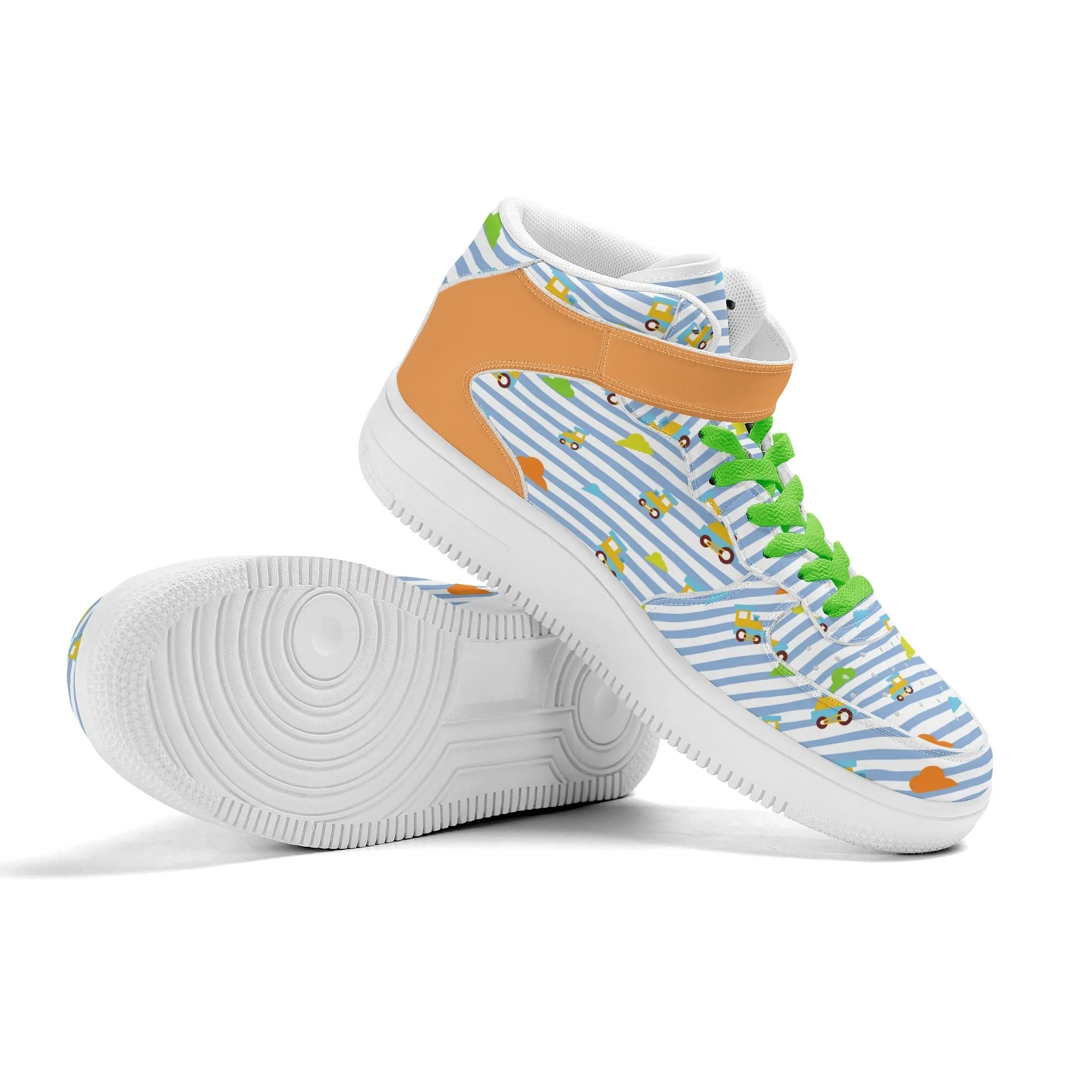 Choo-Choo Stripes Mens High Top Leather Sneakers