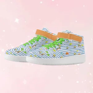 Choo-Choo Stripes Mens High Top Leather Sneakers