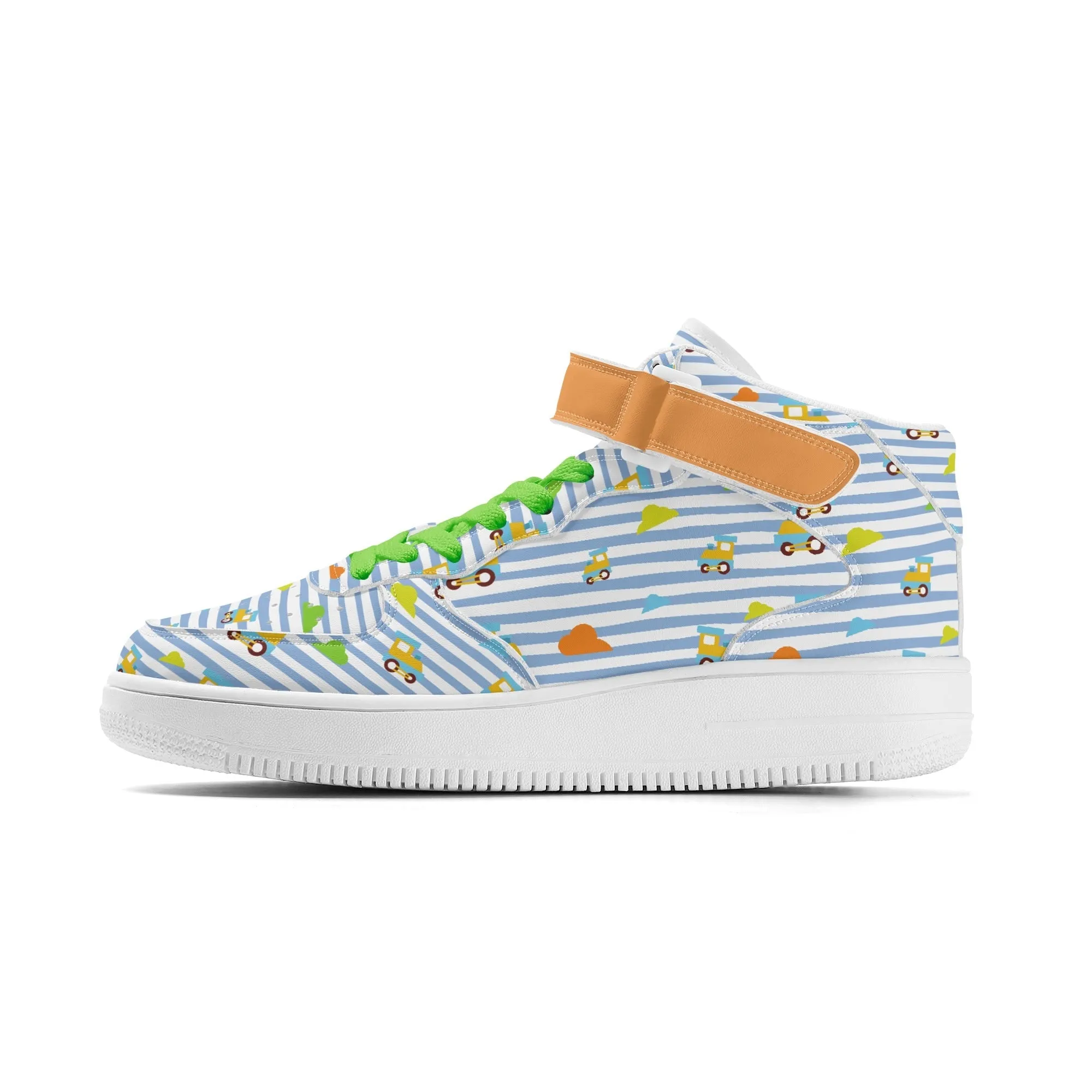 Choo-Choo Stripes Mens High Top Leather Sneakers