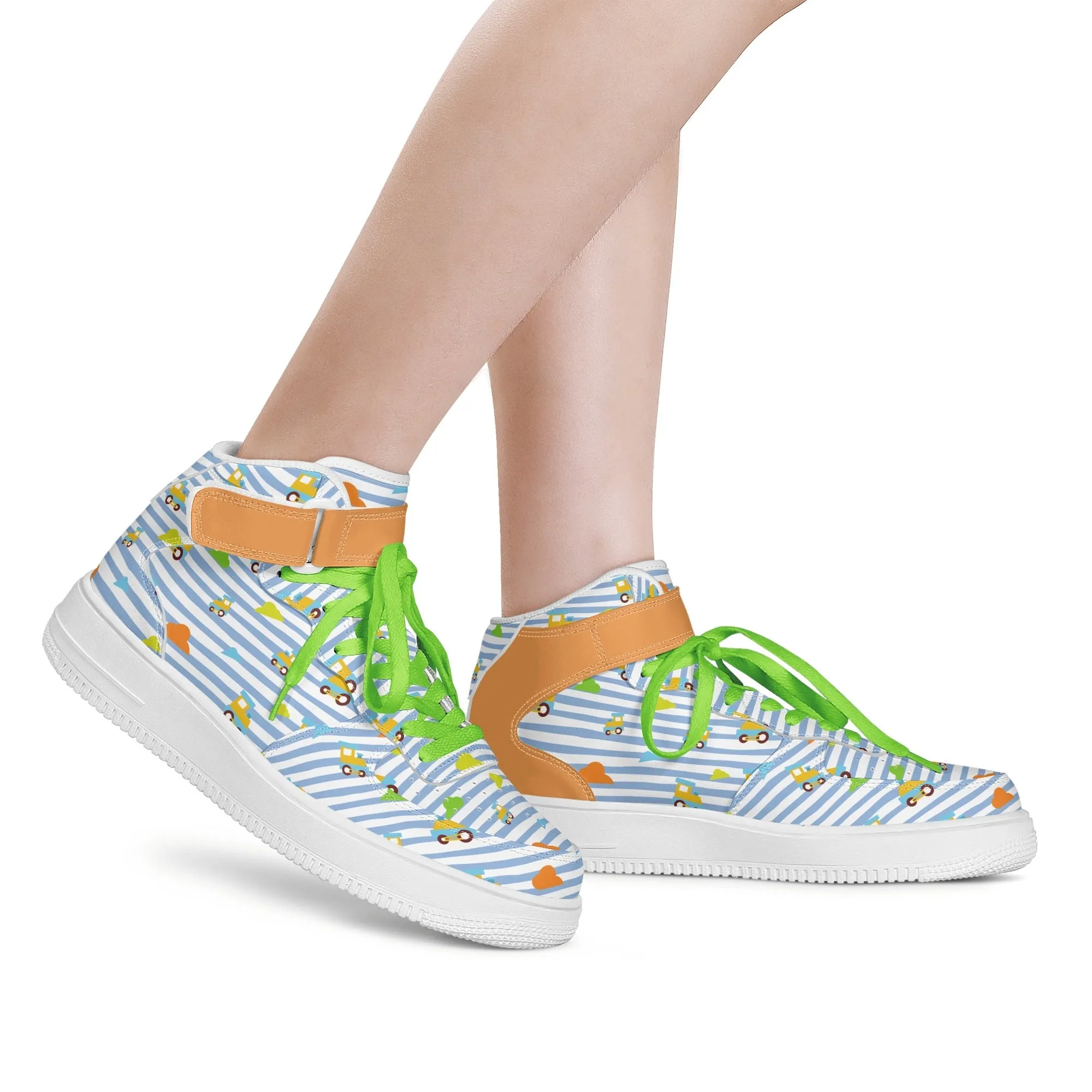 Choo-Choo Stripes Mens High Top Leather Sneakers