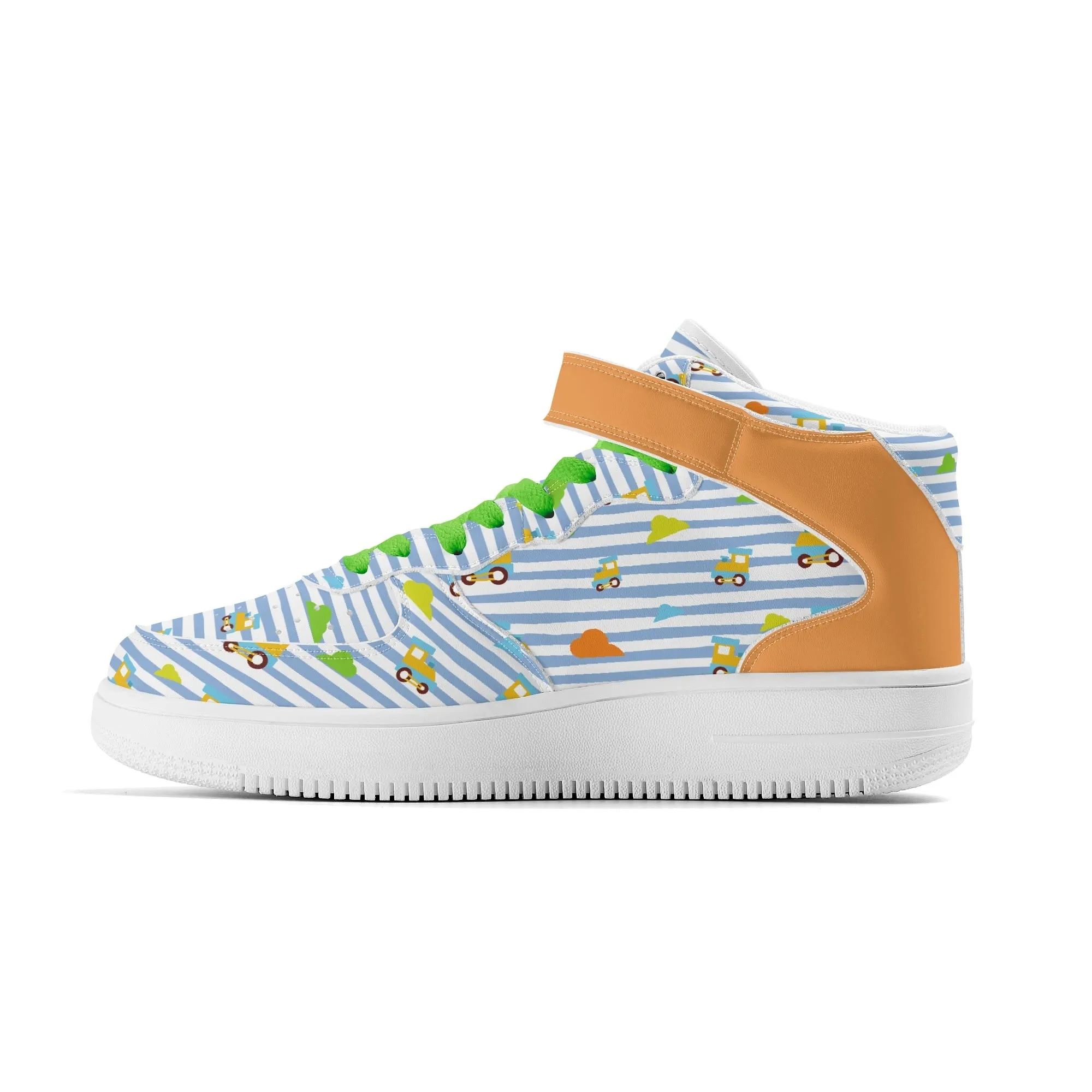 Choo-Choo Stripes Mens High Top Leather Sneakers