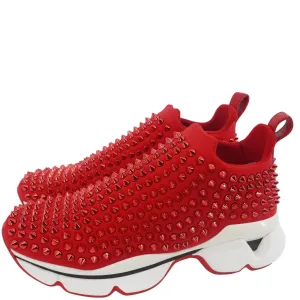CHRISTIAN LOUBOUTIN Spike Sock Sneakers Red Size US 6