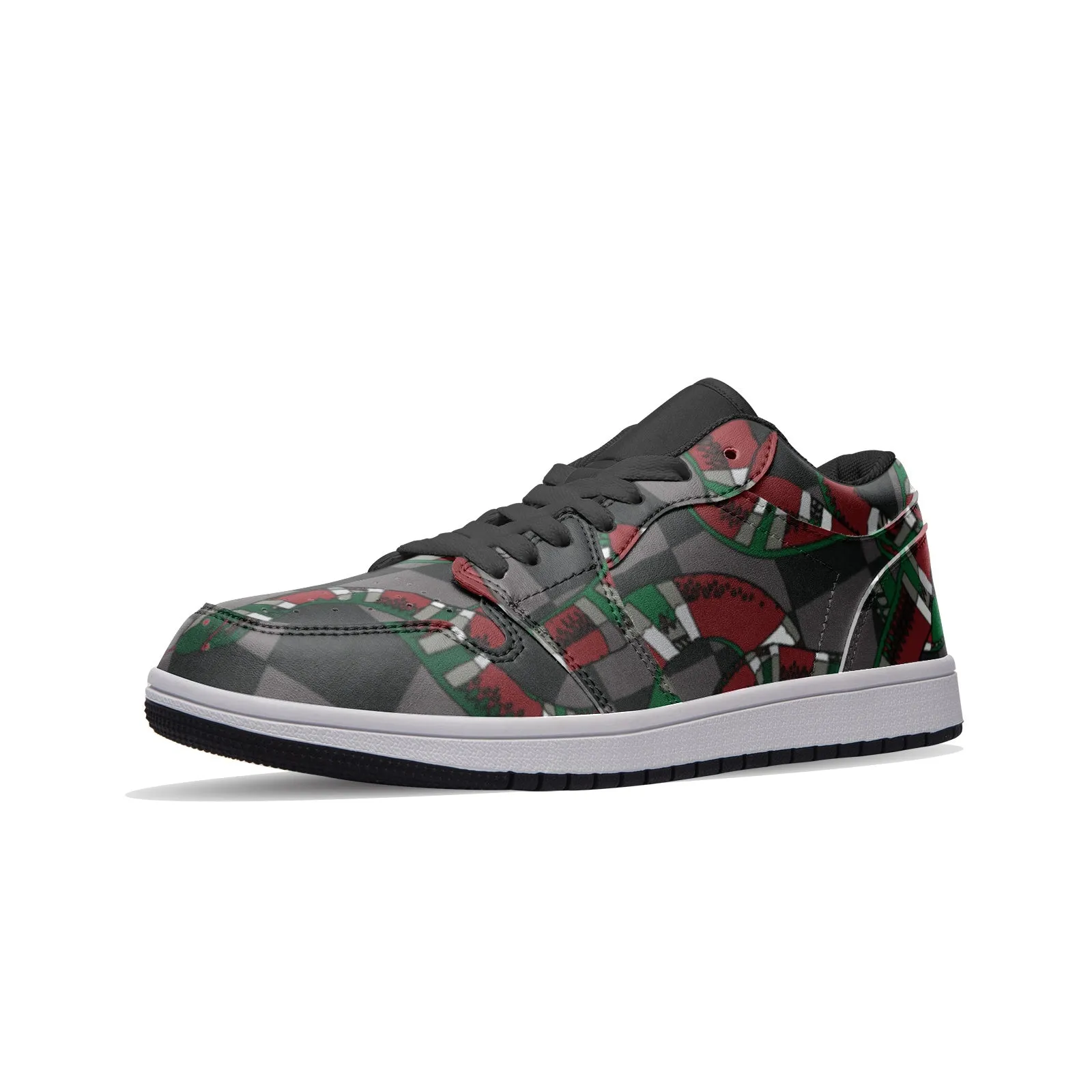 Classic Checkered Designer Snake Low Top Leather Sneakers