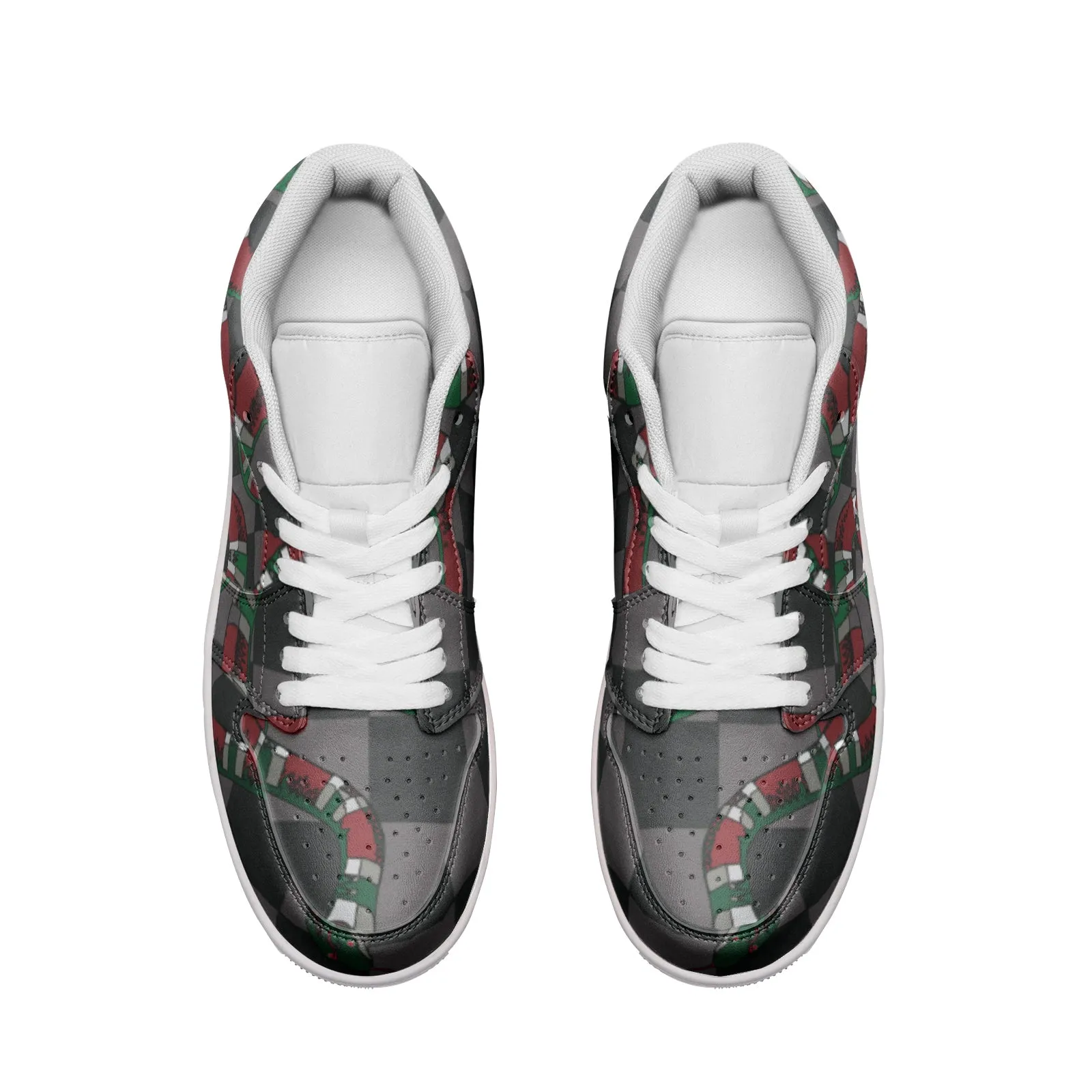 Classic Checkered Designer Snake Low Top Leather Sneakers