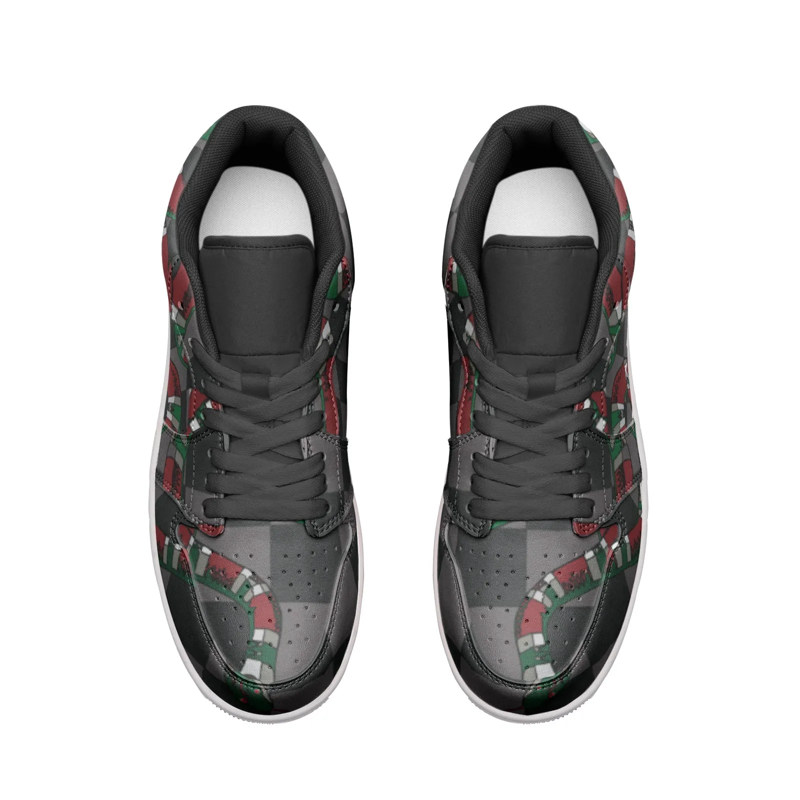 Classic Checkered Designer Snake Low Top Leather Sneakers
