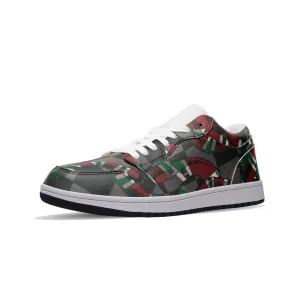 Classic Checkered Designer Snake Low Top Leather Sneakers
