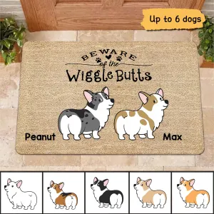 Corgi Wiggle Butt Club Dog Personalized Doormat