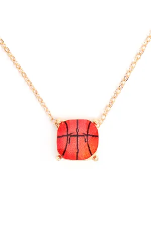 CUSHION CUT BASKETBALL NECKLACE