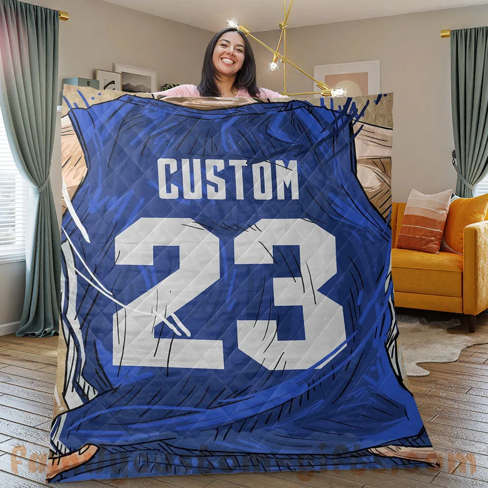Custom Premium Quilt Blanket North Carolina Jersey Basketball Personalized Quilt Gifts for Her & Him