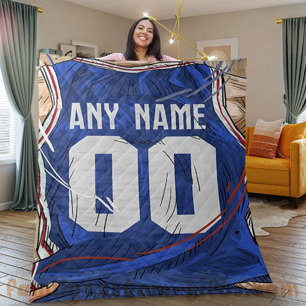Custom Premium Quilt Blanket Philadelphia Jersey Basketball Personalized Quilt Gifts for Her & Him