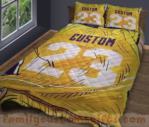 Custom Quilt Sets Los Angeles Jersey Personalized Basketball Premium Quilt Bedding for Men Women