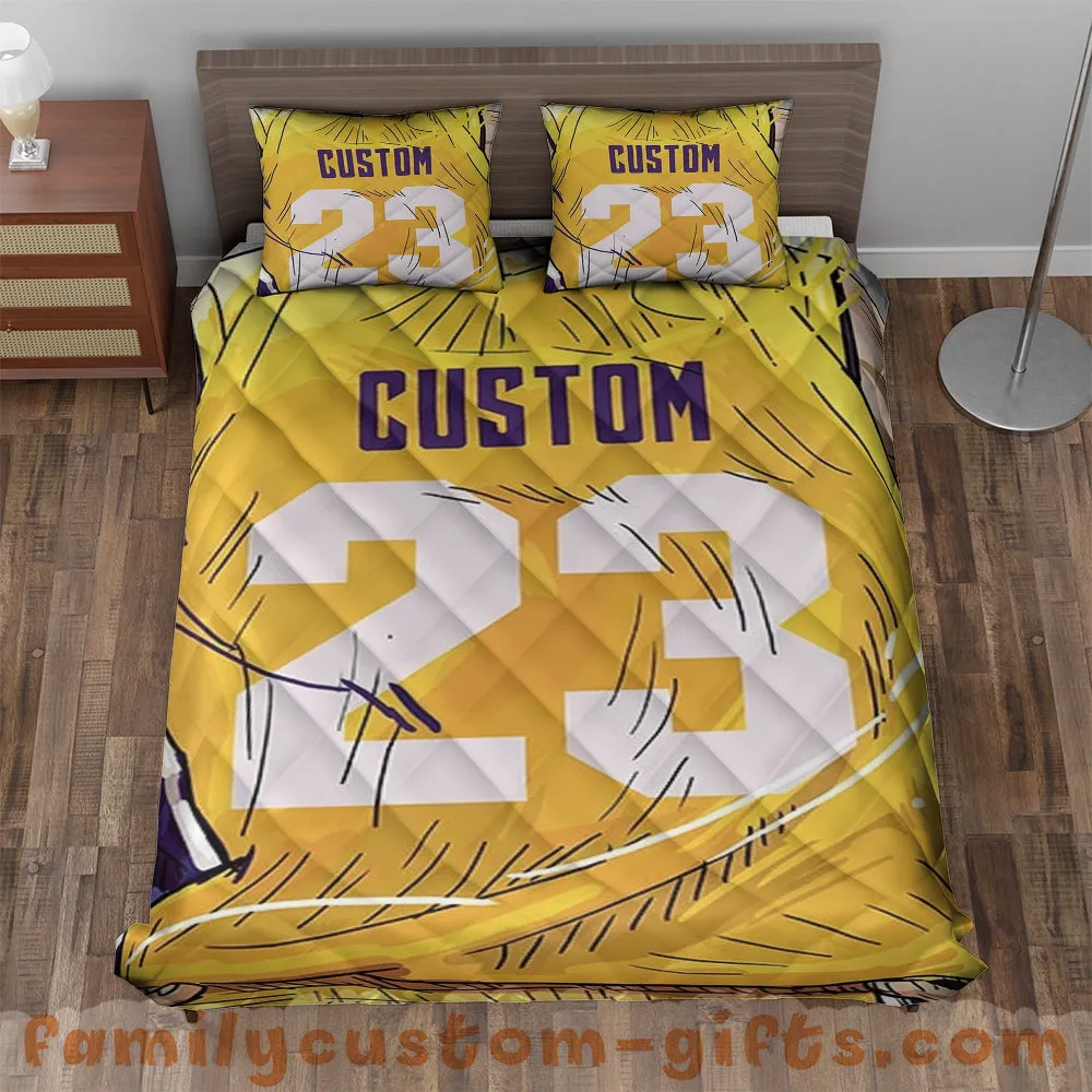 Custom Quilt Sets Los Angeles Jersey Personalized Basketball Premium Quilt Bedding for Men Women
