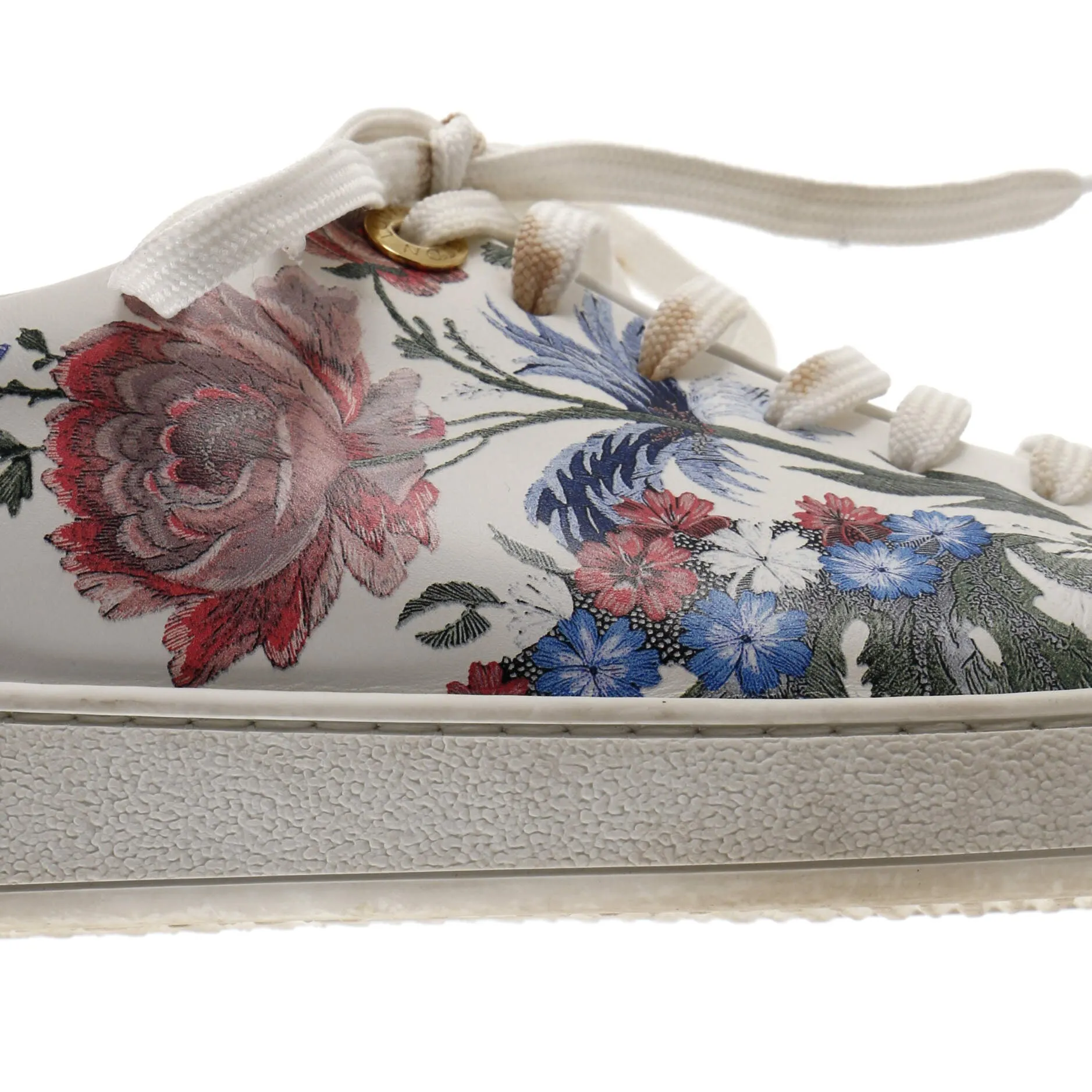 Designer Women's FrontRow Sneakers Floral Leather